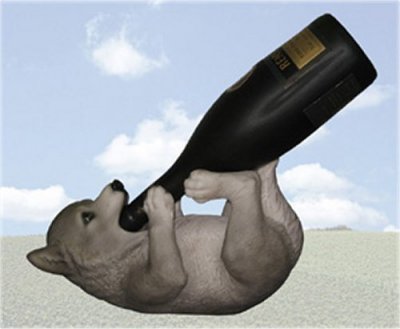 WD23345 Wolfie Wino Wolf Wine Bottle Holder